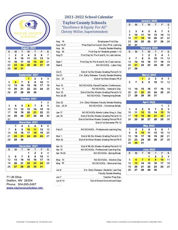 2021-2022 calendar