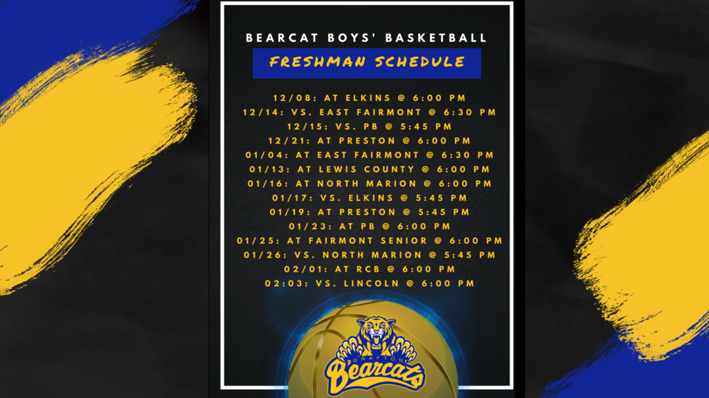 22-23 Freshman Bearcat Boys' Basketball Schedule
